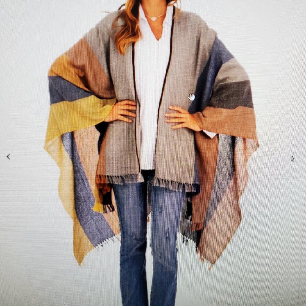 Novica Multicolored Striped Ruana Woven from‎ 100% Baby Alpaca